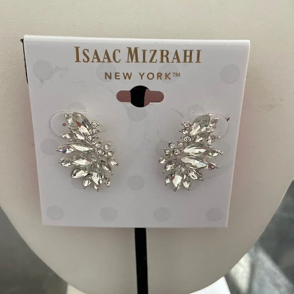 Isaac Mizrahi NWT earrings Rhinestone and crystals butterfly wings shape